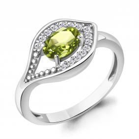 Серебряное кольцо AQUAMARINE А65032407А с фианитом и хризолитом А65032407А фото