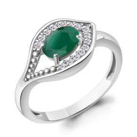 Серебряное кольцо AQUAMARINE А65032409А с фианитом и агатом А65032409А фото