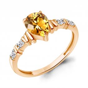 Кольцо из золочёного серебра AQUAMARINE А65032706А-п с фианитом и цитрином А65032706А-п фото