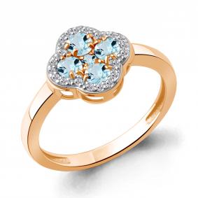 Серебряное кольцо AQUAMARINE А65032802А-п с топазом и фианитом А65032802А-п фото