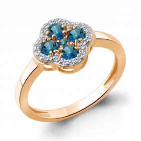 Серебряное кольцо AQUAMARINE А65032808А-п с фианитом и Лондон топазом А65032808А-п фото