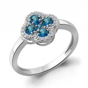 Серебряное кольцо AQUAMARINE А65032808А с фианитом и Лондон топазом А65032808А фото