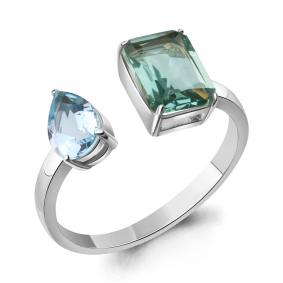 Серебряное кольцо AQUAMARINE А650344541 с топазом и празиолитом А650344541 фото