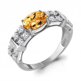 Серебряное кольцо AQUAMARINE А65034906А с фианитом и цитрином А65034906А фото