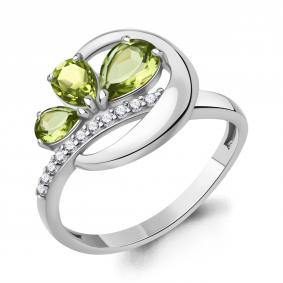Серебряное кольцо AQUAMARINE А65035607А с фианитом и хризолитом А65035607А фото