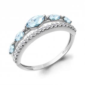 Серебряное кольцо AQUAMARINE А65036502А с топазом и фианитом А65036502А фото