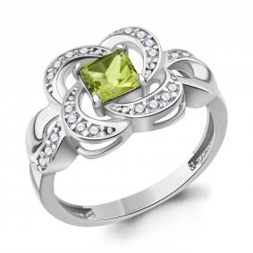 Серебряное кольцо AQUAMARINE А65037907А с фианитом и хризолитом А65037907А фото