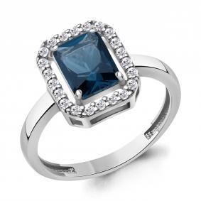 Серебряное кольцо AQUAMARINE А65038293А с фианитом и Лондон топазом А65038293А фото