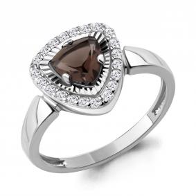 Серебряное кольцо AQUAMARINE А65038901А с фианитом и кварцем А65038901А фото