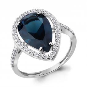Серебряное кольцо AQUAMARINE А65040493А с фианитом и Лондон топазом А65040493А фото