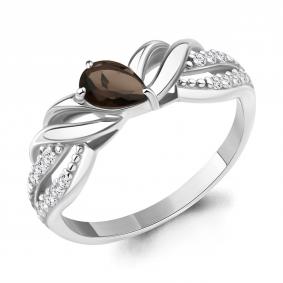 Серебряное кольцо AQUAMARINE А65040901А с фианитом и кварцем А65040901А фото