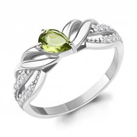 Серебряное кольцо AQUAMARINE А65040907А с фианитом и хризолитом А65040907А фото