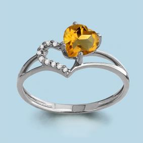 Серебряное кольцо AQUAMARINE А6505906А с фианитом и цитрином А6505906А фото