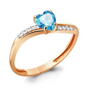 Кольцо из золочёного серебра AQUAMARINE А6506905А-п с топазом и фианитом А6506905А-п фото