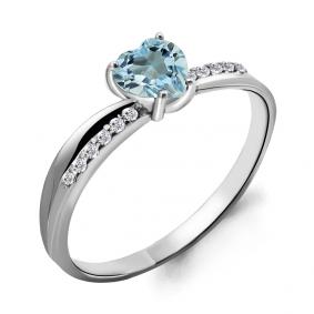 Серебряное кольцо AQUAMARINE А6507102А с топазом и фианитом А6507102А фото