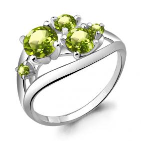Серебряное кольцо AQUAMARINE А6508807 с хризолитом А6508807 фото