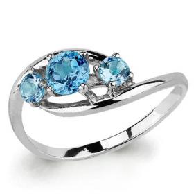 Серебряное кольцо AQUAMARINE А6509005 с топазом А6509005 фото