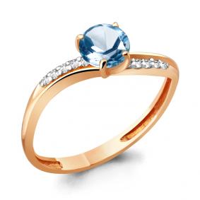 Кольцо из золочёного серебра AQUAMARINE А6511705А-п с топазом и фианитом А6511705А-п фото
