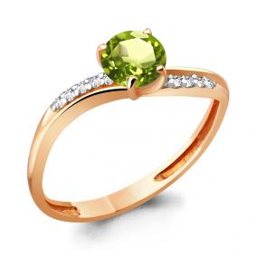 Кольцо из золочёного серебра AQUAMARINE А6511707А-п с фианитом и хризолитом А6511707А-п фото