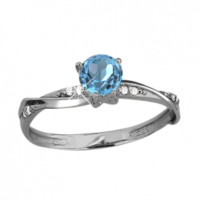 Серебряное кольцо AQUAMARINE А6511805А с топазом и фианитом А6511805А фото