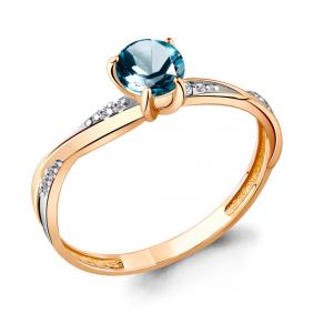 Кольцо из золочёного серебра AQUAMARINE А6511808А-п с фианитом и Лондон топазом А6511808А-п фото