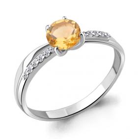 Серебряное кольцо AQUAMARINE А6511906А с фианитом и цитрином А6511906А фото