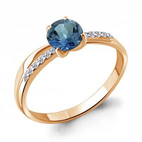 Кольцо из золочёного серебра AQUAMARINE А6511908А-п с фианитом и Лондон топазом А6511908А-п фото