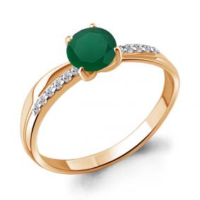Кольцо из золочёного серебра AQUAMARINE А6511909А-п с фианитом и агатом А6511909А-п фото