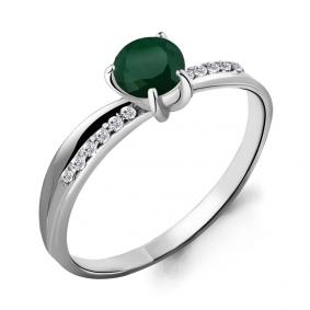 Серебряное кольцо AQUAMARINE А6511909А с фианитом и агатом А6511909А фото