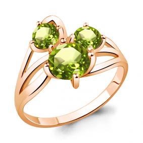 Кольцо из золочёного серебра AQUAMARINE А6513607-п с хризолитом А6513607-п фото