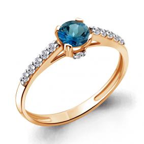 Кольцо из золочёного серебра AQUAMARINE А6516408А-п с фианитом и Лондон топазом А6516408А-п фото