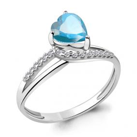 Серебряное кольцо AQUAMARINE А6519102А с топазом и фианитом А6519102А фото