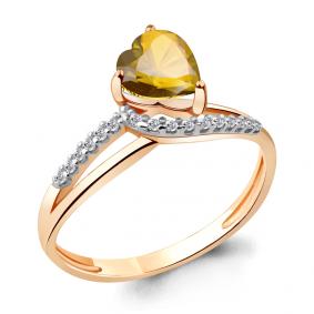 Кольцо из золочёного серебра AQUAMARINE А6519106А-п с фианитом и цитрином А6519106А-п фото