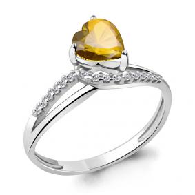Серебряное кольцо AQUAMARINE А6519106А с фианитом и цитрином А6519106А фото