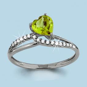 Серебряное кольцо AQUAMARINE А6519107А с фианитом и хризолитом А6519107А фото