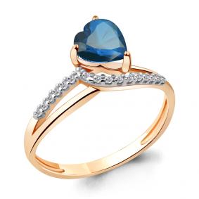 Кольцо из золочёного серебра AQUAMARINE А6519108А-п с фианитом и Лондон топазом А6519108А-п фото