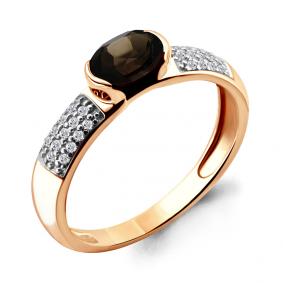 Кольцо из золочёного серебра AQUAMARINE А6519401А-п с фианитом и раухтопазом А6519401А-п фото