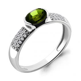 Серебряное кольцо AQUAMARINE А6519407А с фианитом и хризолитом А6519407А фото