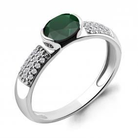 Серебряное кольцо AQUAMARINE А6519409А с фианитом и агатом А6519409А фото
