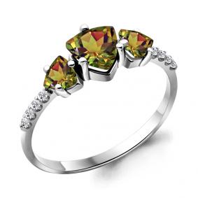 Серебряное кольцо AQUAMARINE А6519719А с фианитом и султанитом А6519719А фото