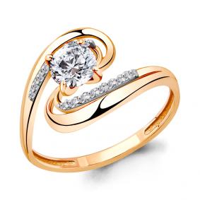 Кольцо из золочёного серебра AQUAMARINE А65205А-п с фианитом А65205А-п фото
