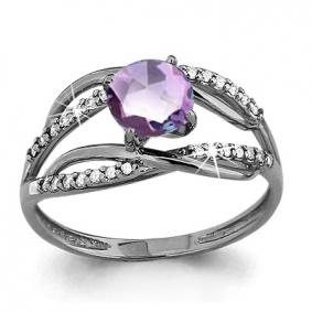 Серебряное кольцо AQUAMARINE А6520625А с фианитом и алекситом А6520625А фото