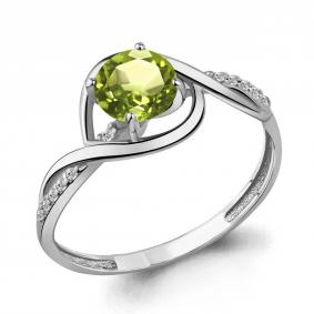 Серебряное кольцо AQUAMARINE А6520707А с фианитом и хризолитом А6520707А фото