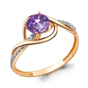 Кольцо из золочёного серебра AQUAMARINE с фианитом и алекситом А6520725А-п А6520725А-п фото