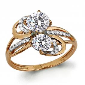 Кольцо из золочёного серебра AQUAMARINE А65217А-п с фианитом А65217А-п фото