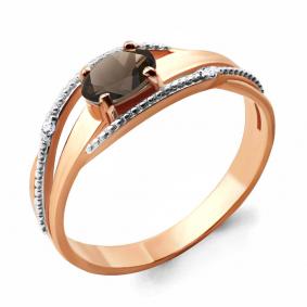 Кольцо из золочёного серебра AQUAMARINE А6522501-п с фианитом и раухтопазом А6522501-п фото