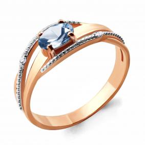 Кольцо из золочёного серебра AQUAMARINE А6522505-пк с топазом и фианитом А6522505-пк фото