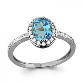 Серебряное кольцо AQUAMARINE А6523205А с топазом и фианитом А6523205А фото