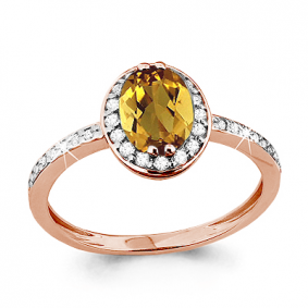 Кольцо из золочёного серебра AQUAMARINE А6523206А-п с фианитом и цитрином А6523206А-п фото