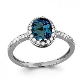 Серебряное кольцо AQUAMARINE А6523208А с фианитом и Лондон топазом А6523208А фото